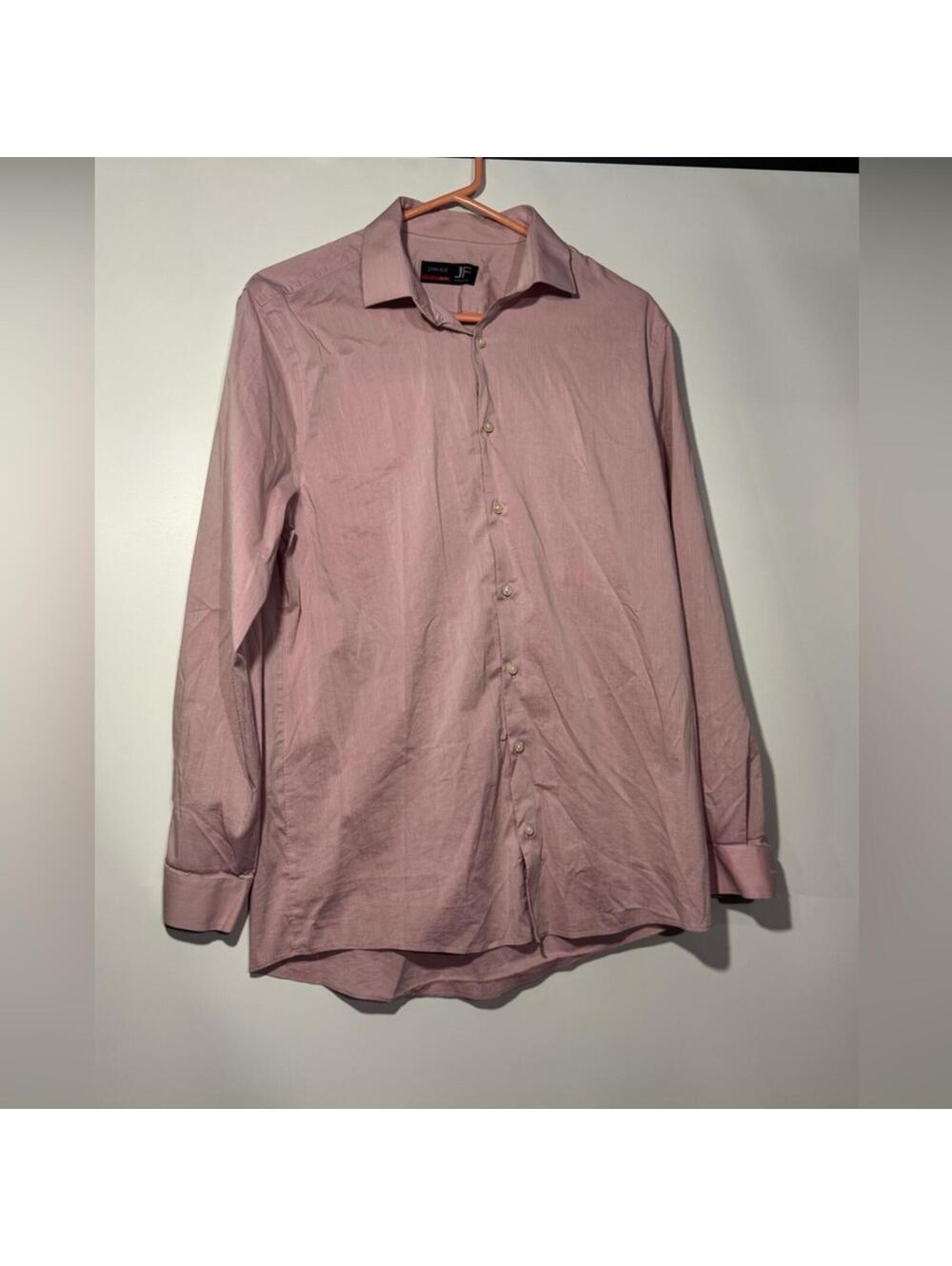 JF J. Ferrar Men's Stretch Button-Up Dress Shirt Medium Pink